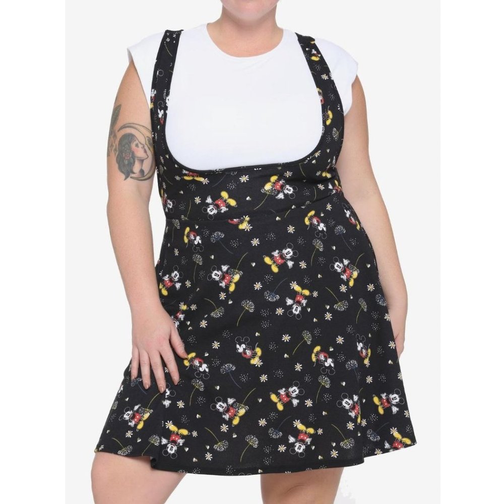 Disney Black Minnie Mouse Floral Pinafore Dress